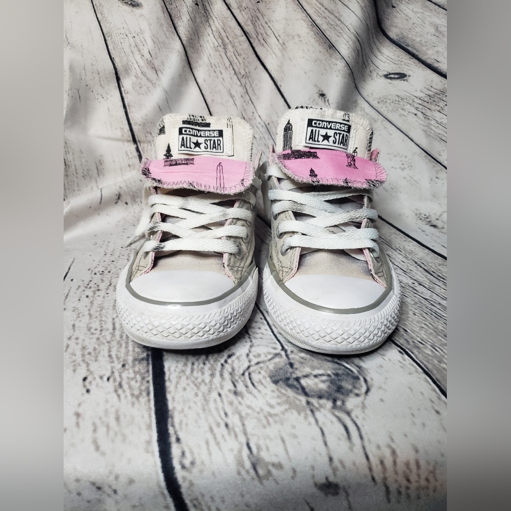 Converse Chuck Taylor All Star Womens Size 7 Gray Pink Two Tongues Sneakers